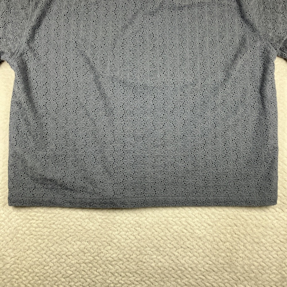 Abercrombie & Fitch Cropped Mens L Camp Collar Eyelet Lace Short Sleeve Blue - Picture 8 of 12